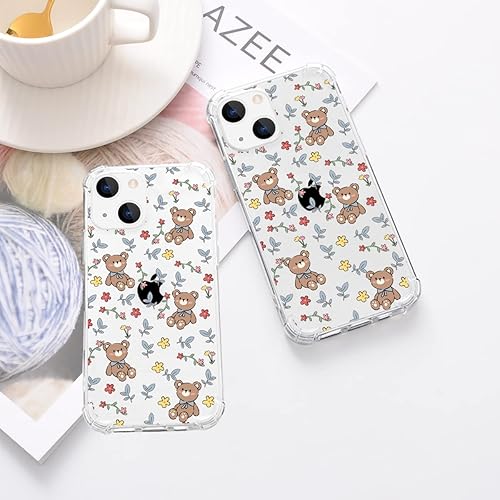 Miniatura 7 de Funda para teléfono compatible con iPhone 13 Pro, funda transparente con diseño de animales de dibujos animados para niñas y mujeres, lindo oso