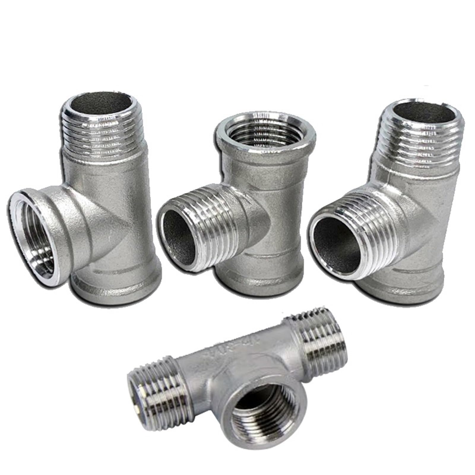 Accesorios de púas for manguera en T macho a hembra BSP acero inoxidable, juntas rosca tubería, varios tamaños for agua(Fmf,0.75 Inch)