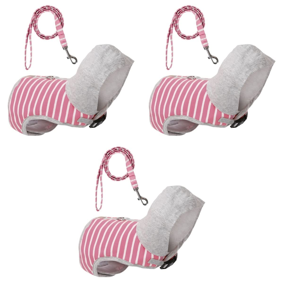 POPETPOP 3pezzi Pettorina Per Gatti Con Guinzaglio Estensibile Vest Stile Stripes Per Passeggiate Sicure e Confortevoli