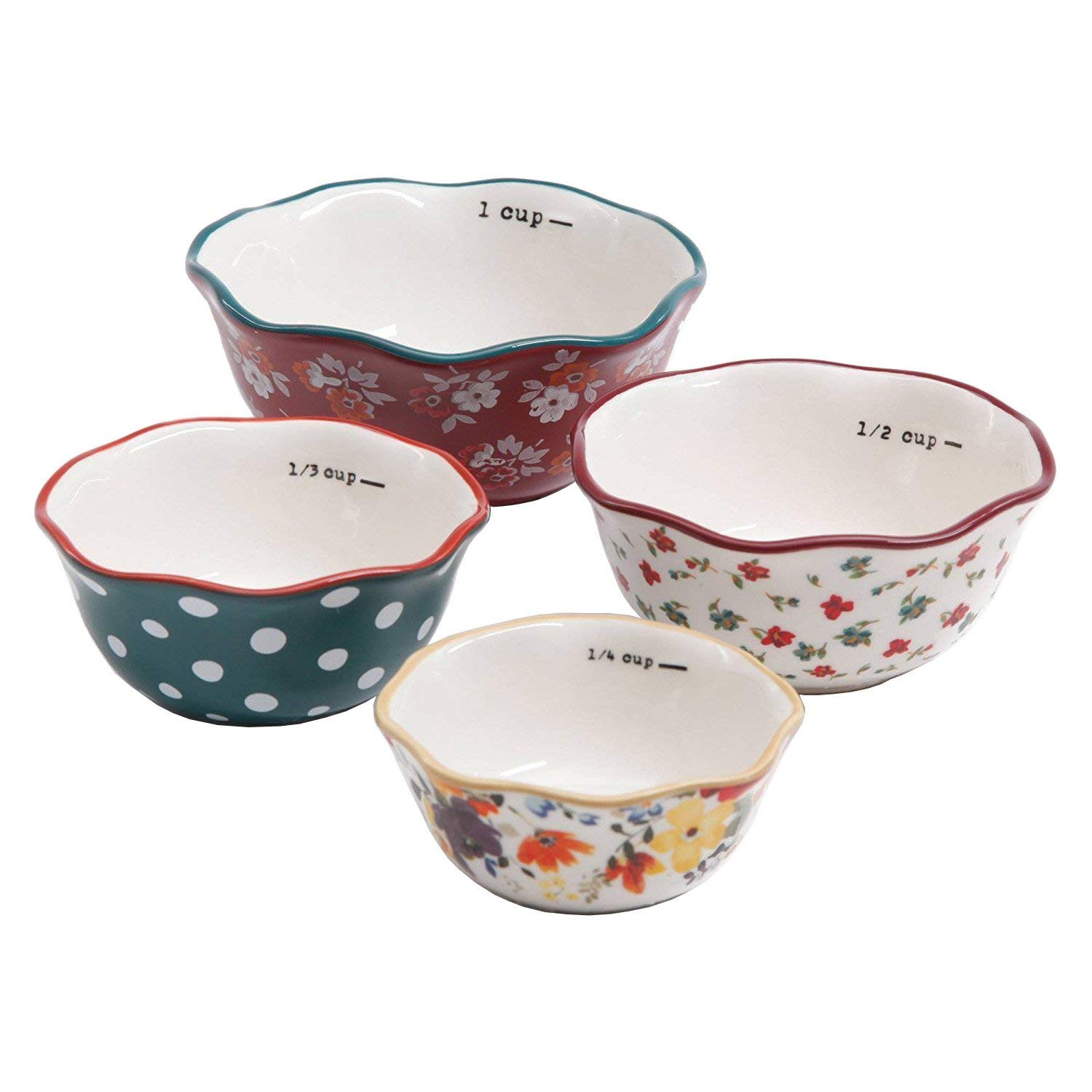 The Pioneer WomanFlea Market 4-Piece Ceramic Decorated Measuring Bowls