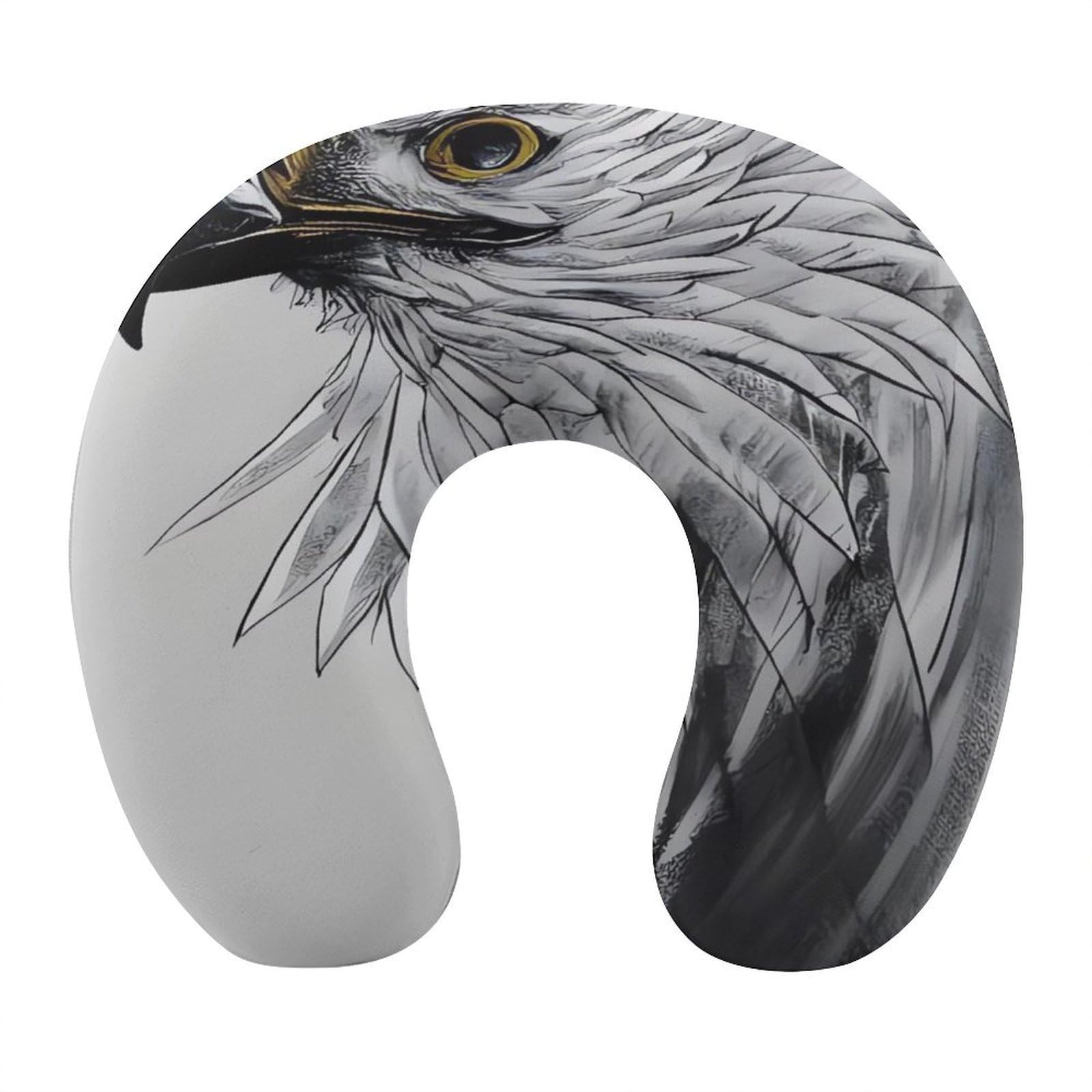 Adfgyerh Style Sketching An Eagle U-Shaped Pillow，Memory Foam Pillow Core，Cushion ，Provide Neck Support ，Travel Pillow，Suitable For Airplanes, Cars, Homes, And Offices.