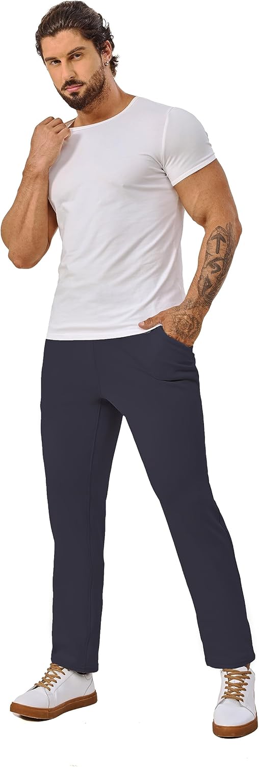 Fleece Lined Sweatpants 27 Inch Inseam Atheltic Joggers Workout Pants for Short Men with Zip Pocket - Image 7