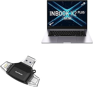 BoxWave Smart Gadget Compatible with Infinix INBOOK X2 Plus - AllReader SD Card Reader, microSD Card Reader SD Compact USB - Jet Black