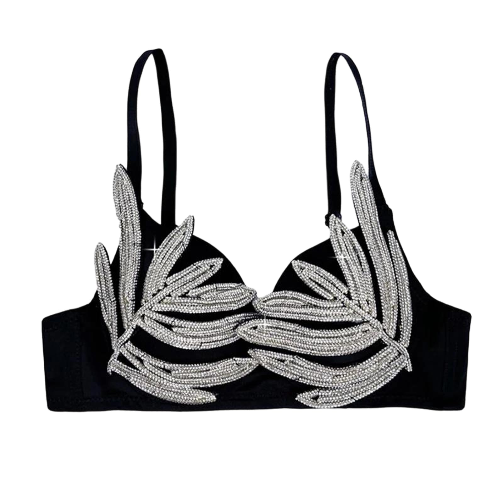Yeuyyben Canottiera da donna con strass, senza maniche, elegante, per serate, feste, slim fit, alla moda