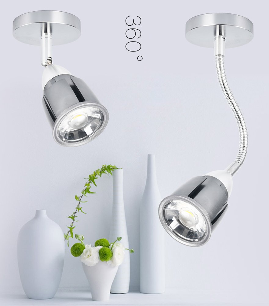 Faretto Led Cob 3 W Luce Calda 3000k A Incasso Orientabile Bordo Bianco P-45-bc