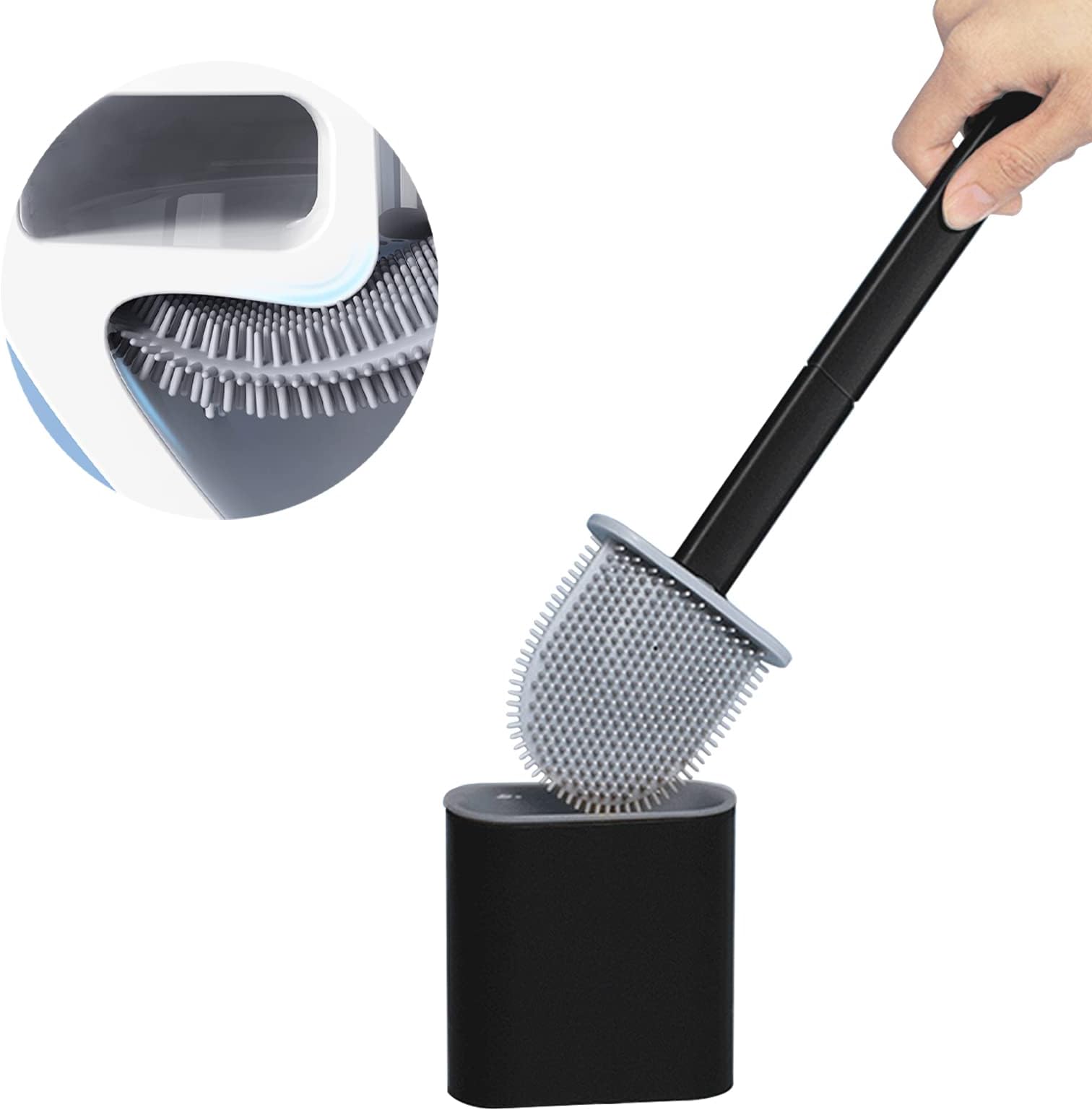 Brosse WC en silicone, brosse de toilettes, balai de toilette et