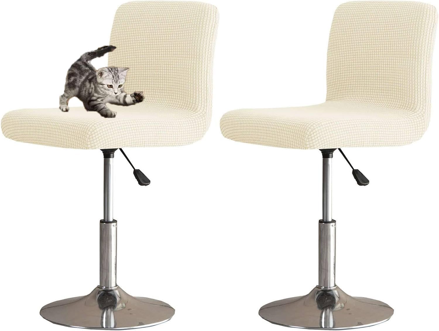 HACLEN Bar Stool Covers with Backs Set of 6 4 2, Stretch Pub Counter Stool Covers, Removable Barstool Covers Slipcovers for Bar (Beige,2 PCS)