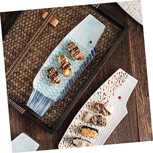 Plato decorativo cerámico con forma de pescado para sushi miniatura 5