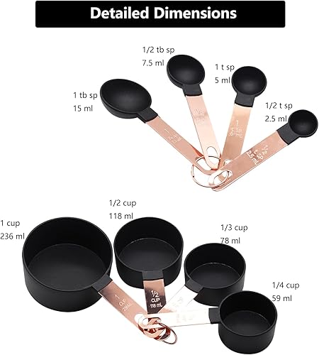 Miniatura 9 de Juego de taza medidora y cuchara medidora, juego de 8 tazas medidoras de líquidos o juego de tazas medidoras en seco, juego de cucharas medidoras