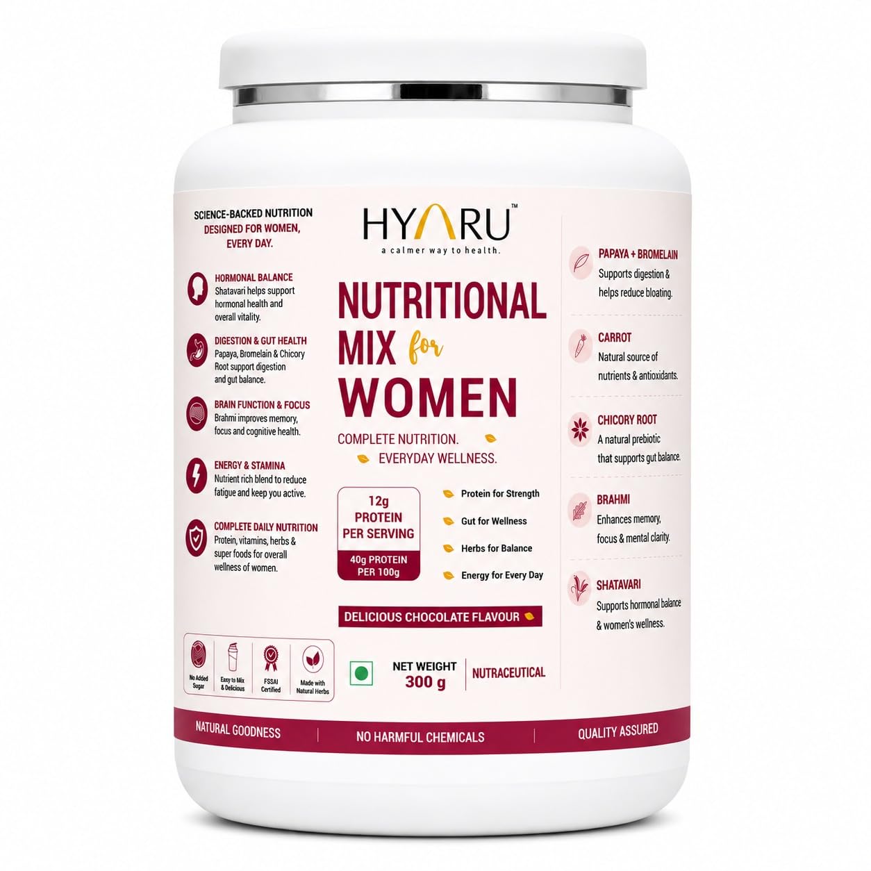 HYARU Women’s Nutritional Mix – 12g Protein per Serving, Natural Herbs, 300g