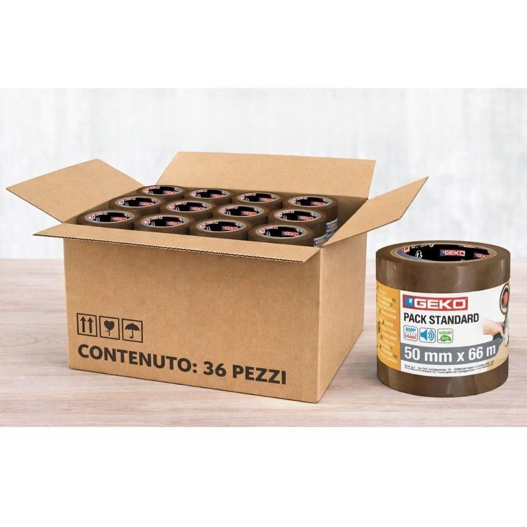 Generico Nastro Adesivo Marrone 50 mm x 66 m, Nastro Imballaggio Avana per Spedizioni, Trasloco e Scatole, Alta Resistenza – Disponibile in 1, 6 o 36 Rotoli (36)