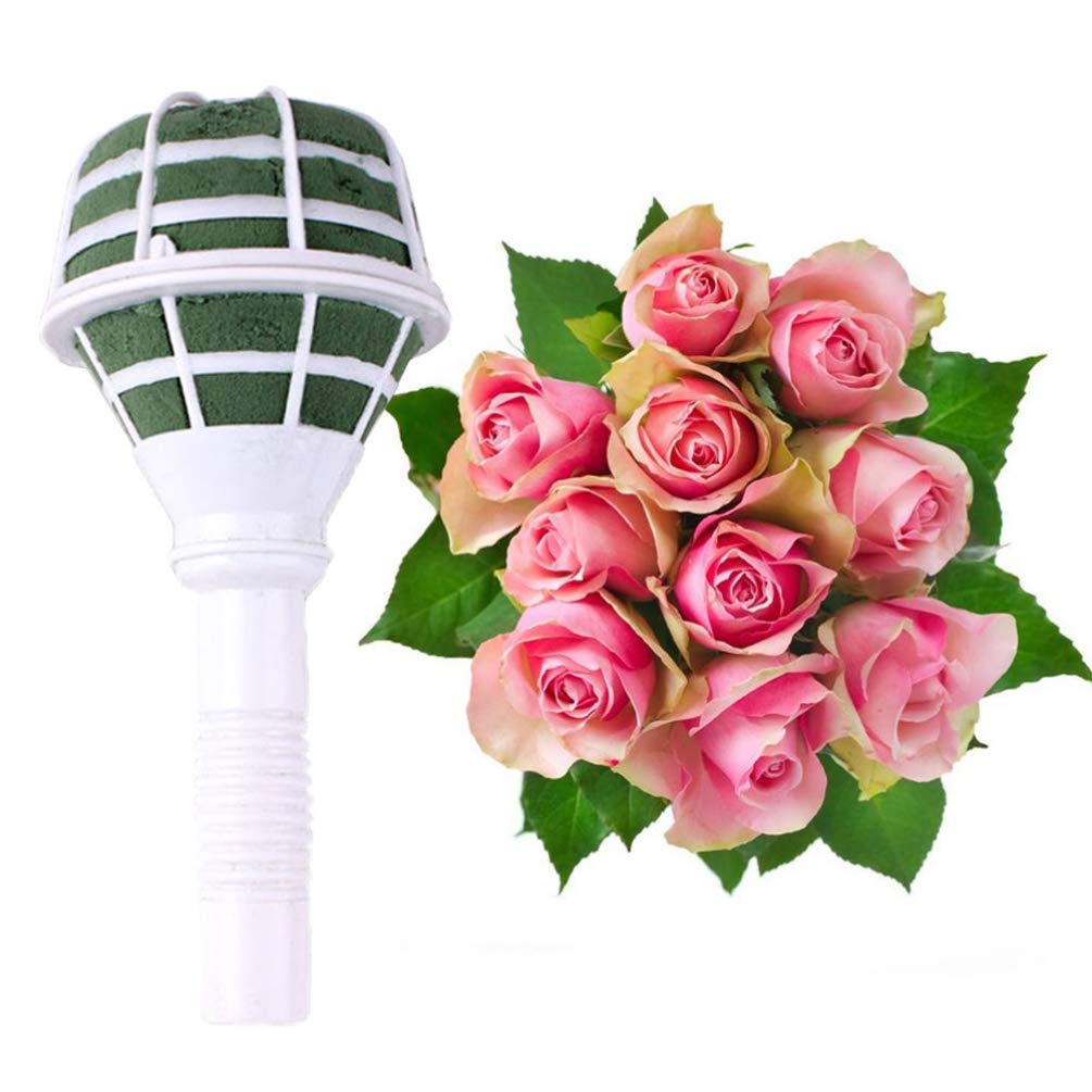 8pcs Bouquet Bridal White The Wedding Arranging Floral Handle Supplies Foam Floral Holders Green Party Bride Cup Flower Arrangement Handle Flower Base Wedding Flowers Bridesmaid - Image 2