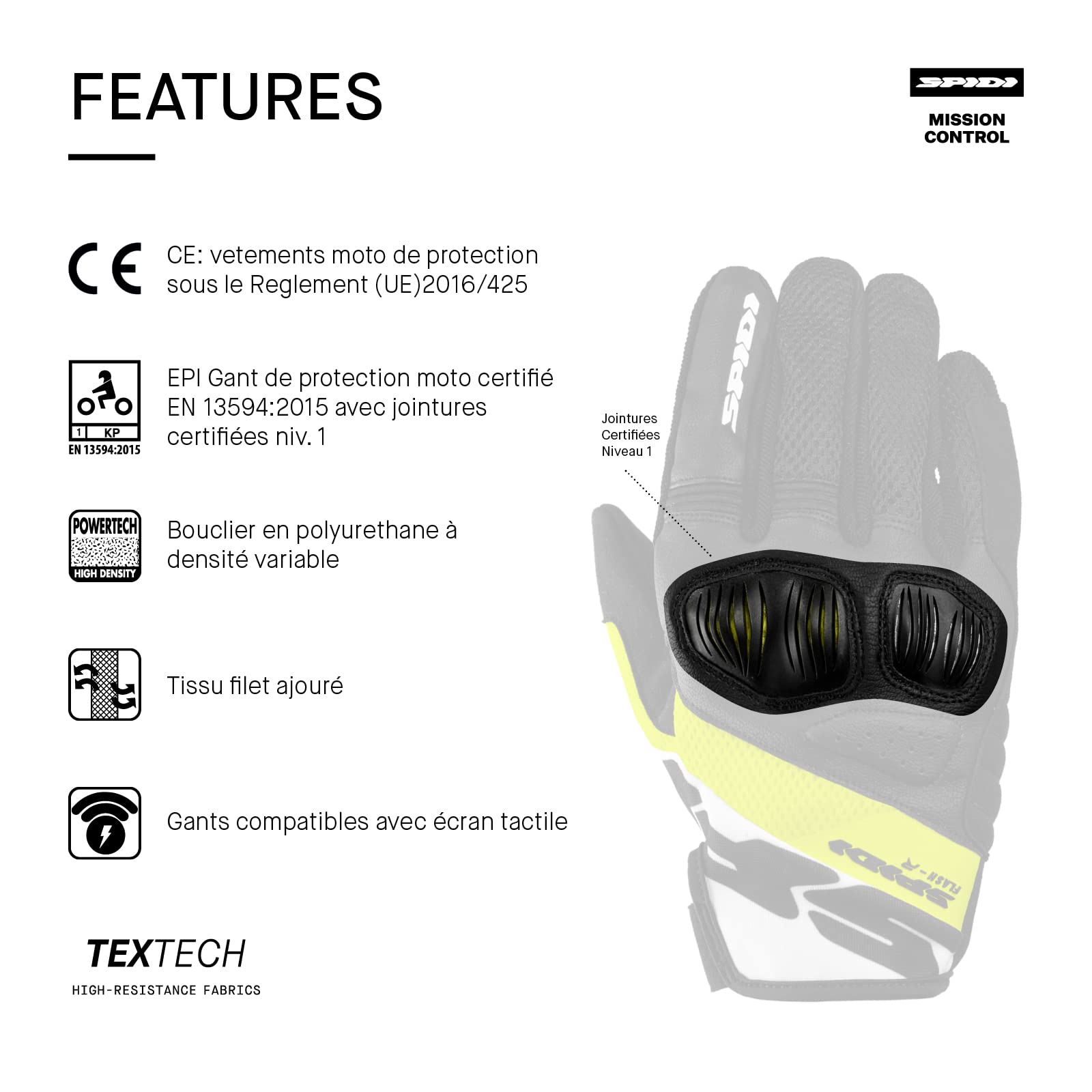 SPIDI, Flash-R Evo, Gants Moto Homme, Protecteurs et Résistants, Gants Moto Été Imperméables et Antidérapants, avec Compatibilité Tactile, Poids Moyen 0,1 kg, Noir