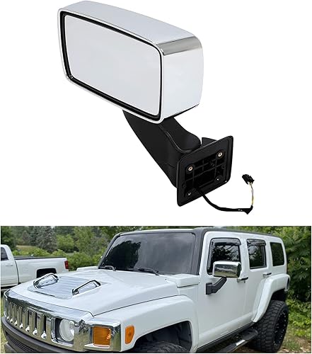 KUAFU Espejo eléctrico para lado del conductor compatible con Hummer H3 2008-2010 2009-2010 Hummer H3T, montaje de espejo exterior izquierdo,