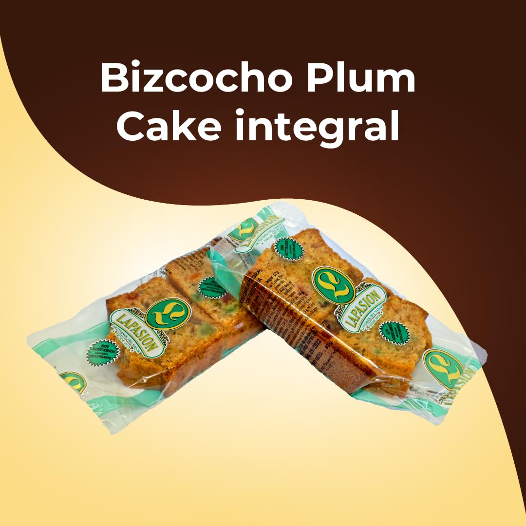 LAPASION - Bizcocho Plum Cake integral con frutas y pasas | Bizcochos Integral | Bollería | Bizcocho integral | Frutas confitadas | 2,5 Kg