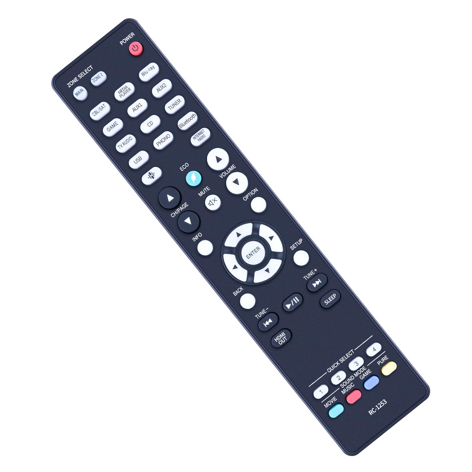 ZWP New RC-1253 Replacement Remote Control for Denon 8K Ultra HD AV A/V Surround Receiver AVR-X2800H AVRX2800H