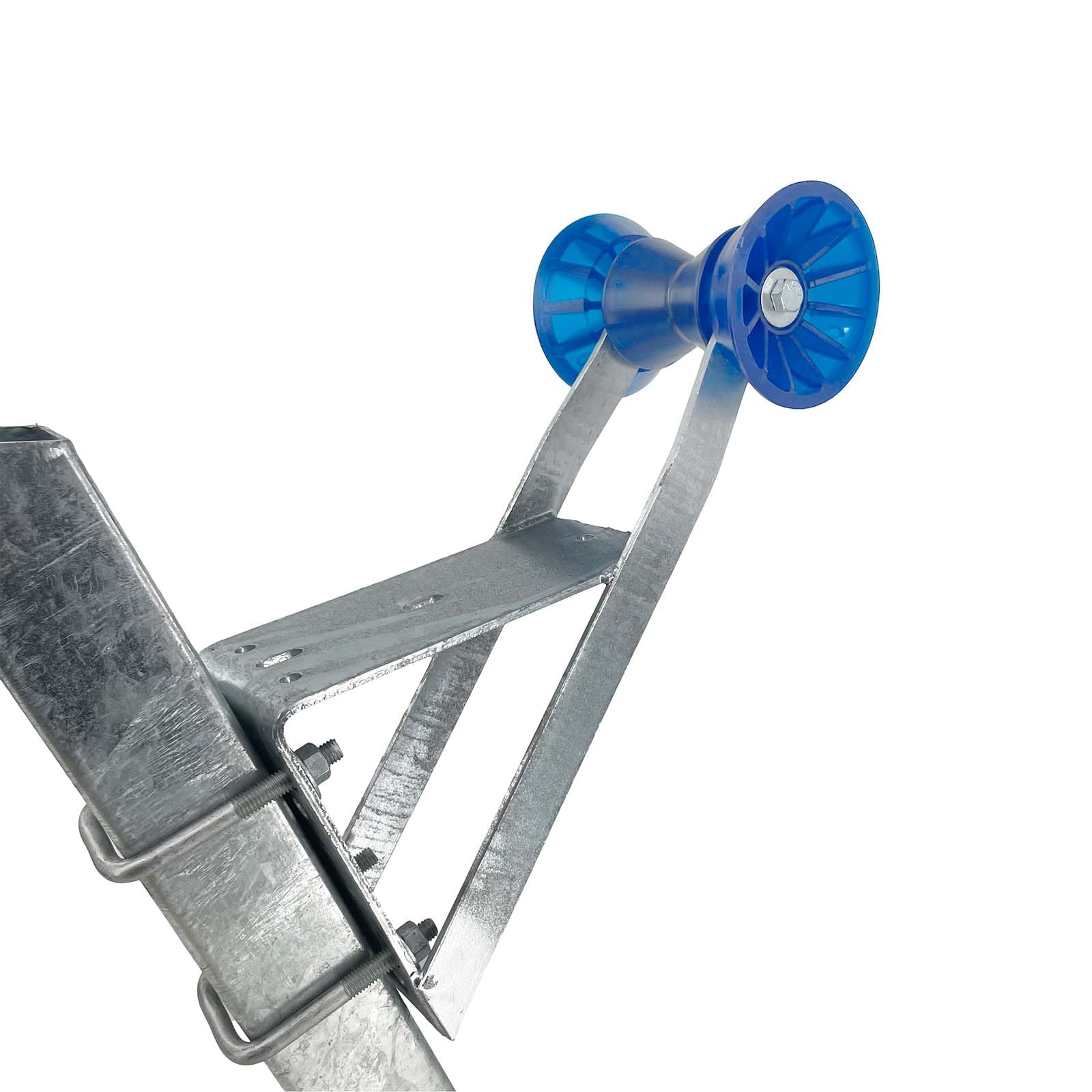 Sturdy Built Boat Trailer Winch Seat with Blue PVC Roller and Bells for 2 inch and 3 inch Winch Posts, 27002