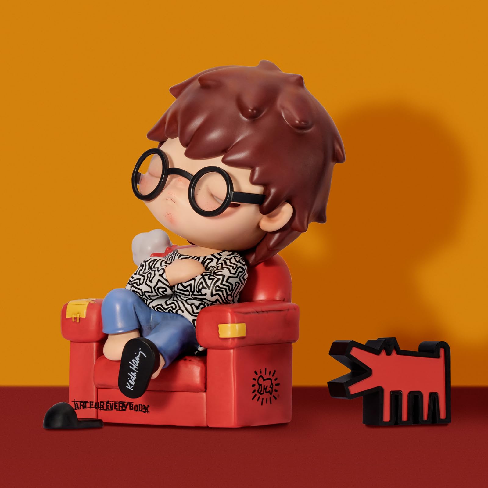 POP MART Estatueta Hirono x Keith Haring, 15 cm de altura