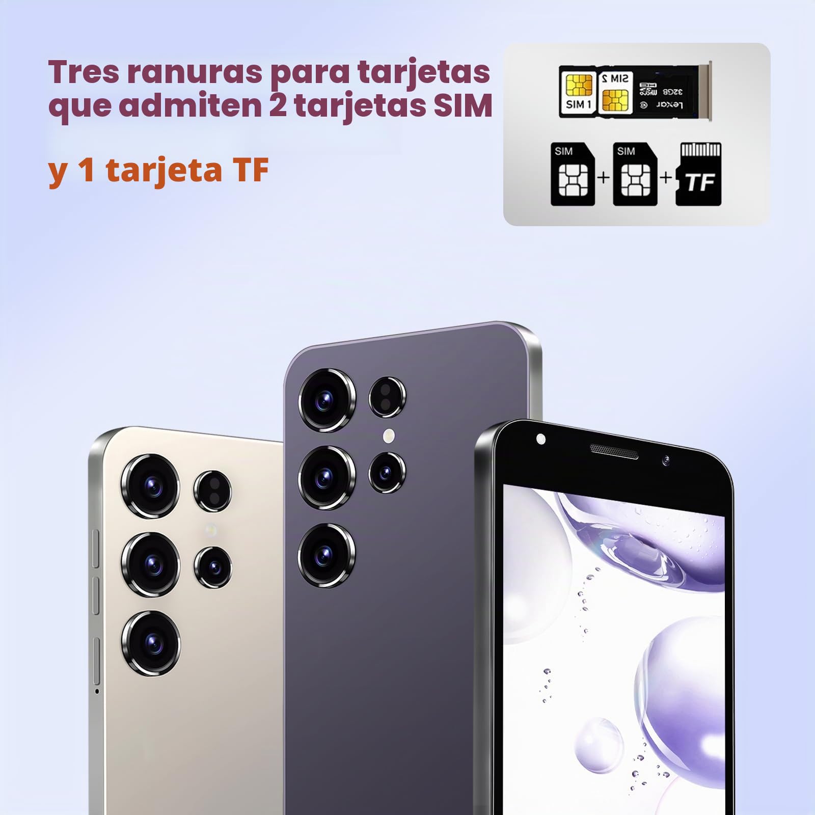 Desbloquear el teléfono móvil, pantalla de 6,3 pulgadas, 2GB RAM + 16GB ROM / TF 128GB, cámara doble 2MP + 8MP, soporte 4G LTE FDD TDD, doble tarjeta sim, adecuada para principiantes. (moon black)