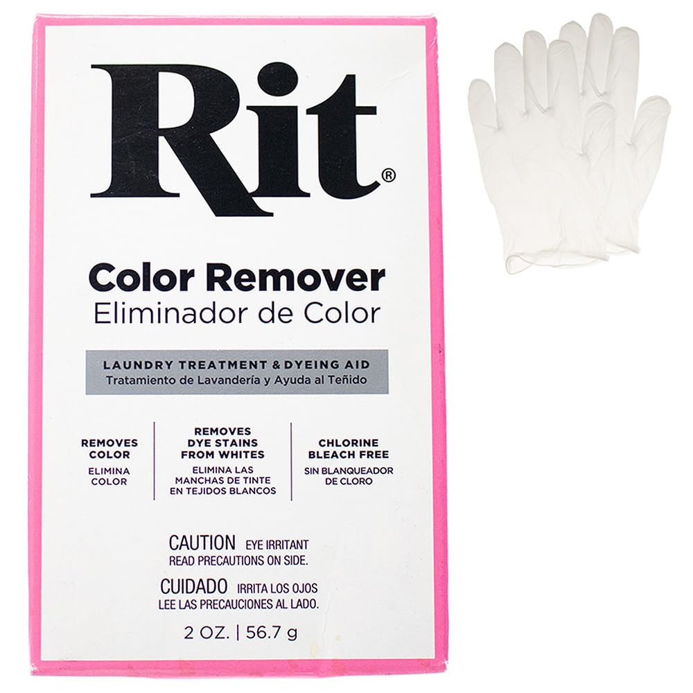 All Purpose Concentrated Rit Dye Powder Single Pack with Plastic Gloves for Clothing, Décor, and Crafts – Color Remover