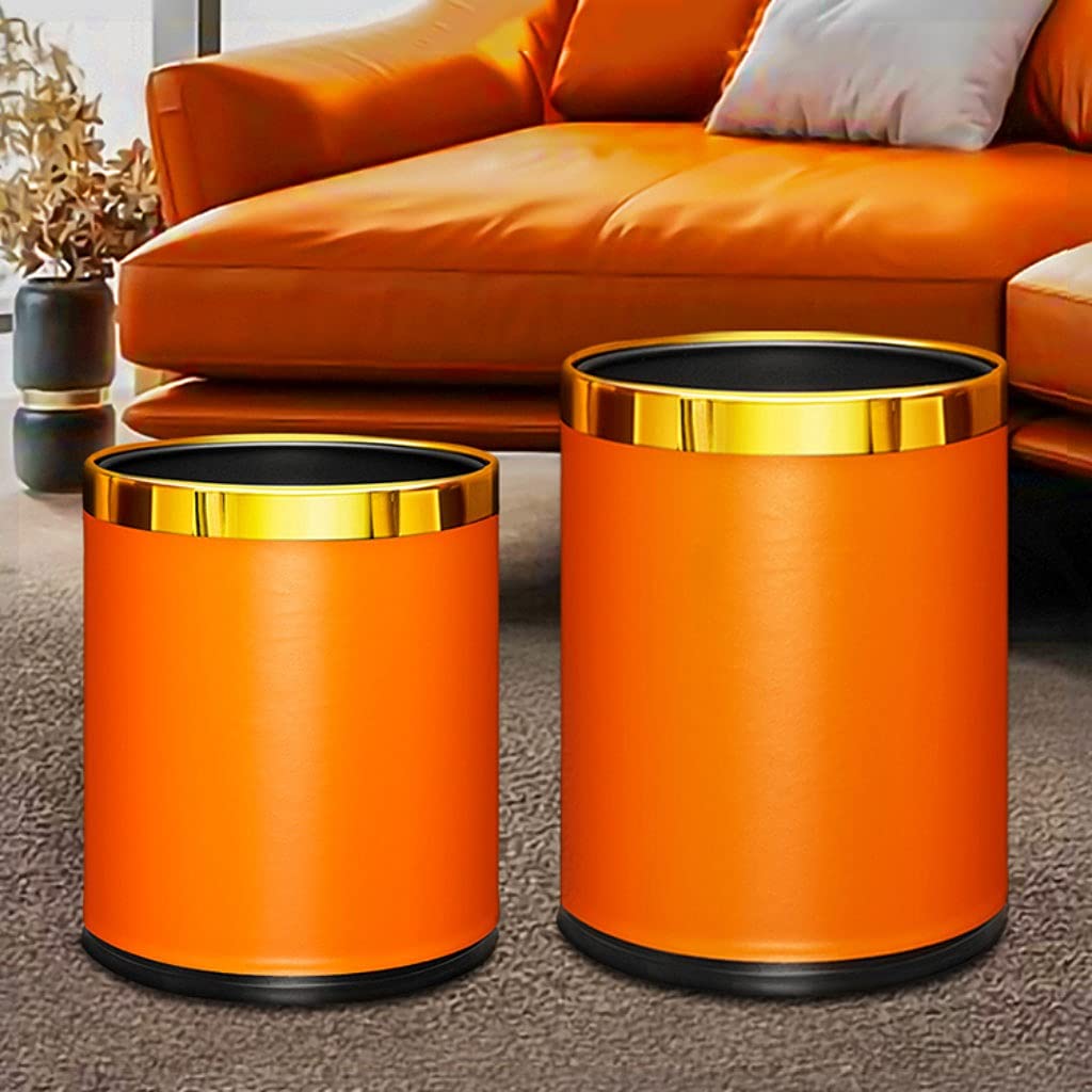 Abfallbehälter Büro Doppelschicht Mülleimer Kann vibrierende orange High-Grade-Runde Kein Deckel Mülleimer Dose Schlafzimmer Wohnzimmer Küche Abfall Papierkorb Mülleimer (Size : Large)