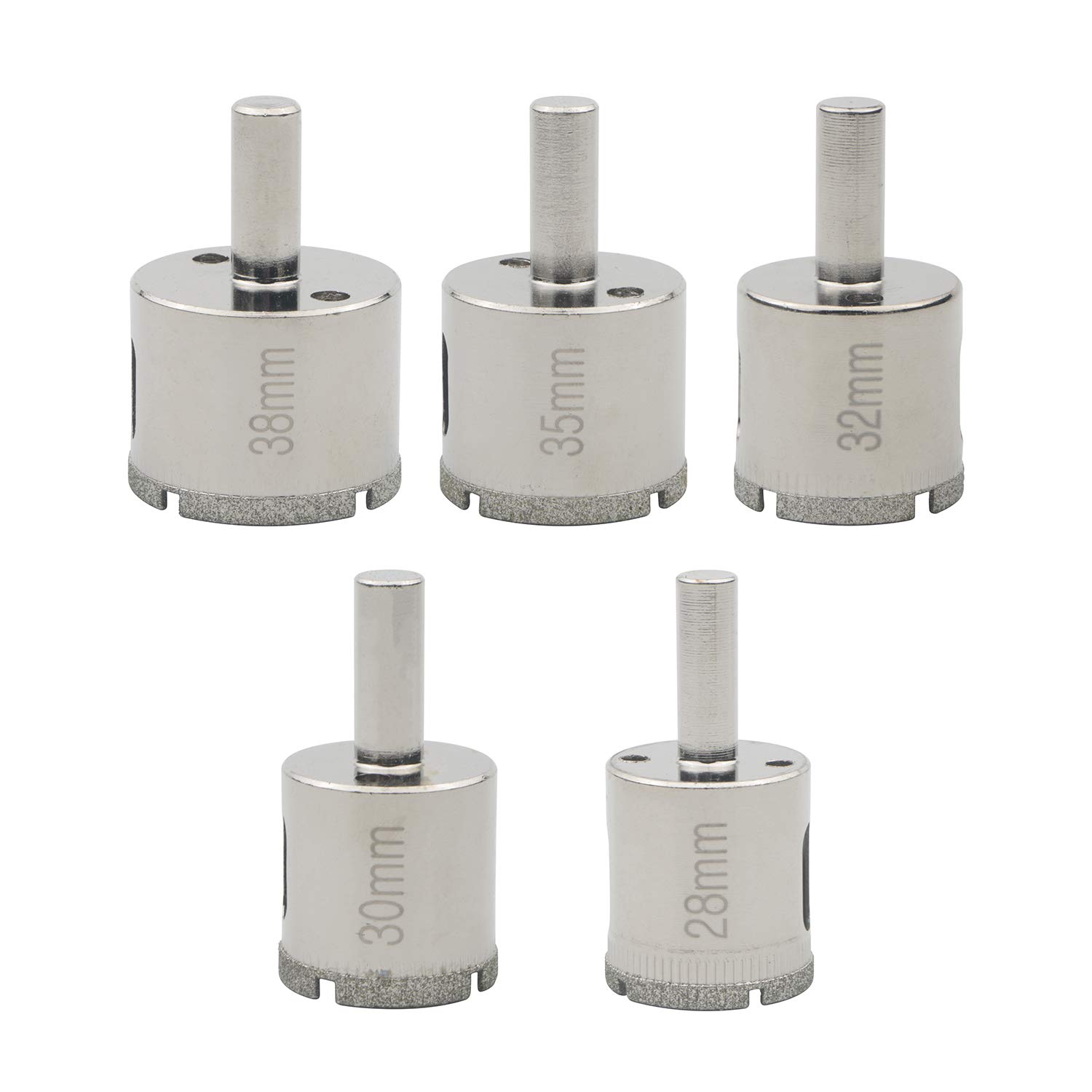 Rowiz Glass Hole Opener Glass Drill Bit Set,Glass Marble Ceramic Set With Hole Diameter 28Mm/30Mm/32Mm/35Mm/38Mm（Pack Of 5）