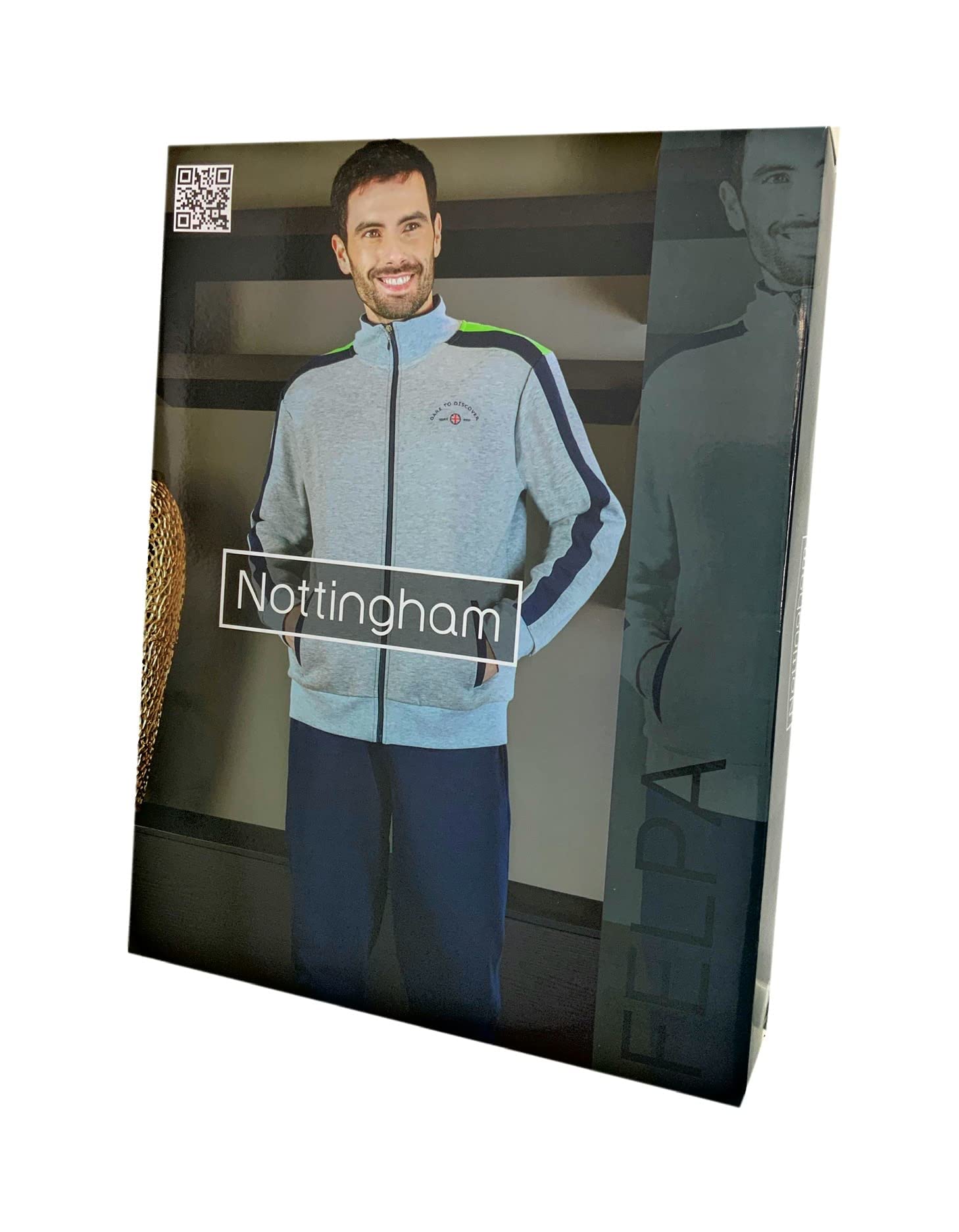 Nottingham Chándal de invierno para hombre, confeccionado en sudadera de algodón Garzato, traje de hombre completo deportivo para ocio y deporte, 35260 Gris Oscuro, M