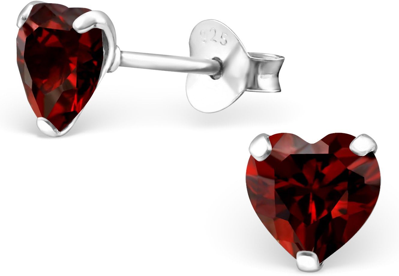 ICYROSE 925 Sterling Silver Set of 3 Pairs Fourth of July Set Red Heart & Blue CZ Heart & American Flag Stud Earrings (Nickel Free)