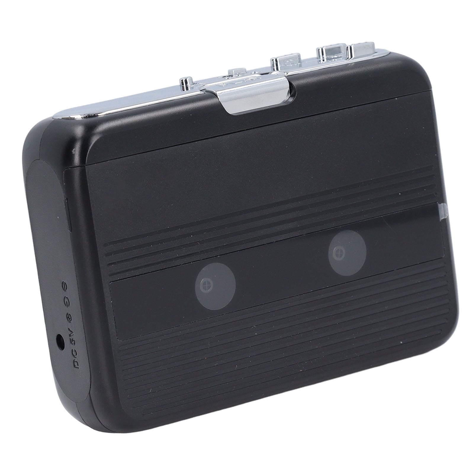Fockety Lettore di Cassette, Lettore di Cassette Bluetooth con Inversione Automatica ' Stereo, di Portatile con Auricolare Cavo di Alimentazione USB Batteria AA per Parco Domestico (BLACK)