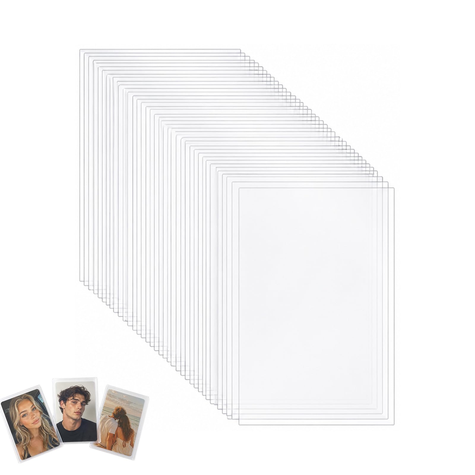 150 Pcs Photocard Sleeves, Clear 200 Micron 58 x 89 mm Card Protectors for Kpop Fan Cards Album Storage Binder Top Loader Compatible Photocard Holder Covers