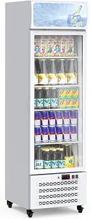 PULLAFUN 11.5 Cu.Ft. Commercial Display Fridge for Beverages, Display Refrigerator Drink Cooler Case Fridge With Led Light for Shop, Restaurant, Apartment, Adjustable Shelves, White