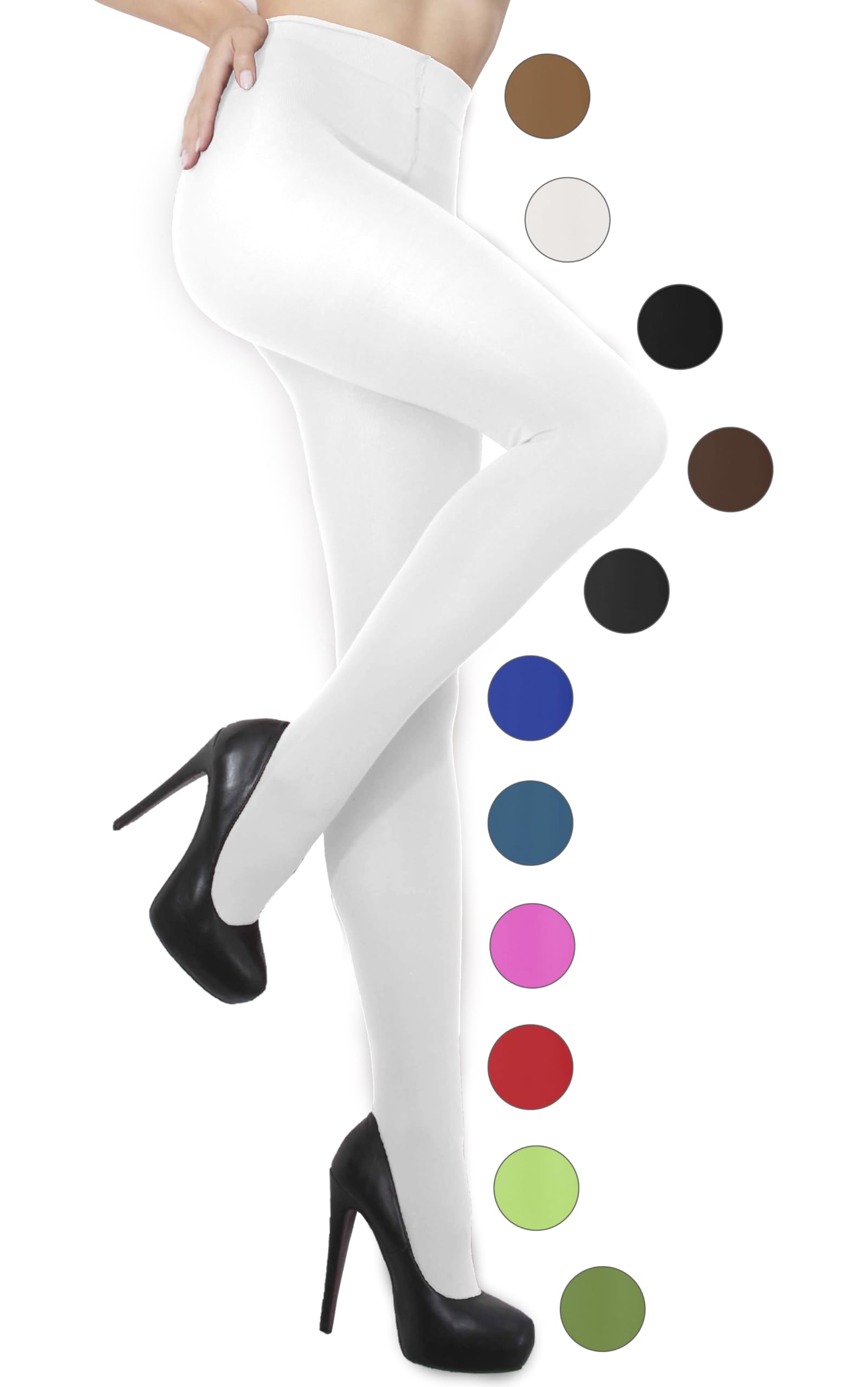 sesto senso Women's Opaque Tights 50 Denier Microfibre 3D, White, M