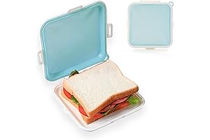 Leakproof Reusable Blue Silicone Sandwich Container with Built-in Ice Pack
