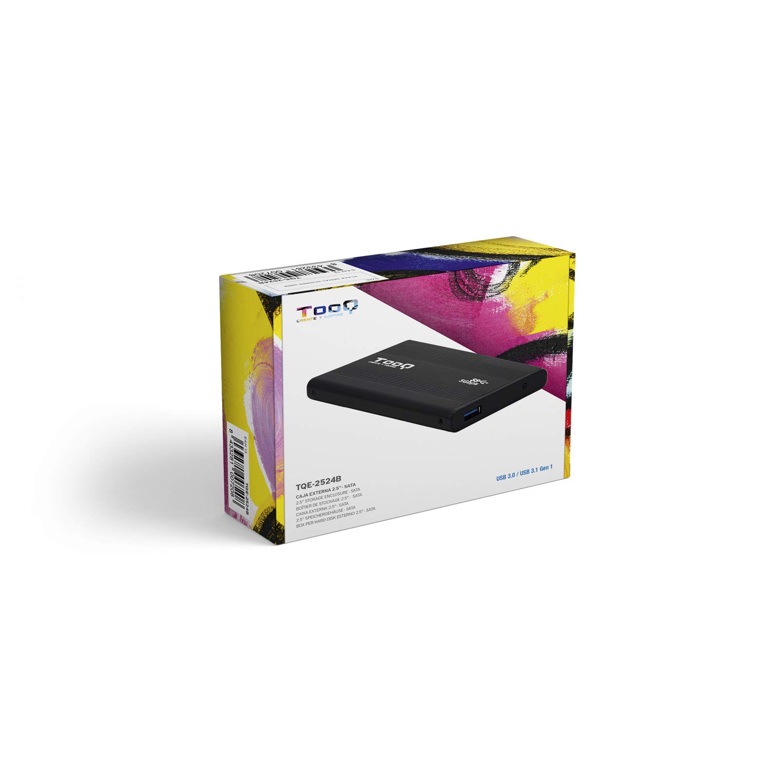 TooQ TQE-2524B Enclosure HDD 2.5" Nero storage drive enclosure, Hard disk meccanico