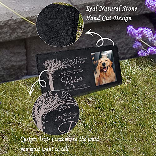 Farfume Personalized Pet Memorial Stones With Photo & Text | Custom Pet Grave Markers In Garden | Dog Headstones Pet Memorial Keepsake(Tree Of Life Style) #TOP3