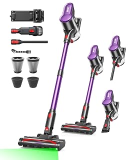 Cordless Vacuum Cleaner, 500W 45KPA 50Mins Stick Vacuum Cleaners for Home with LED Light, Self-Standing, Anti-Tangle Brush & 1.6L Dust Cup, Lightweight Vacuum for Pet Hair, Carpets, Hard Floors - Amazon product rated Grade A