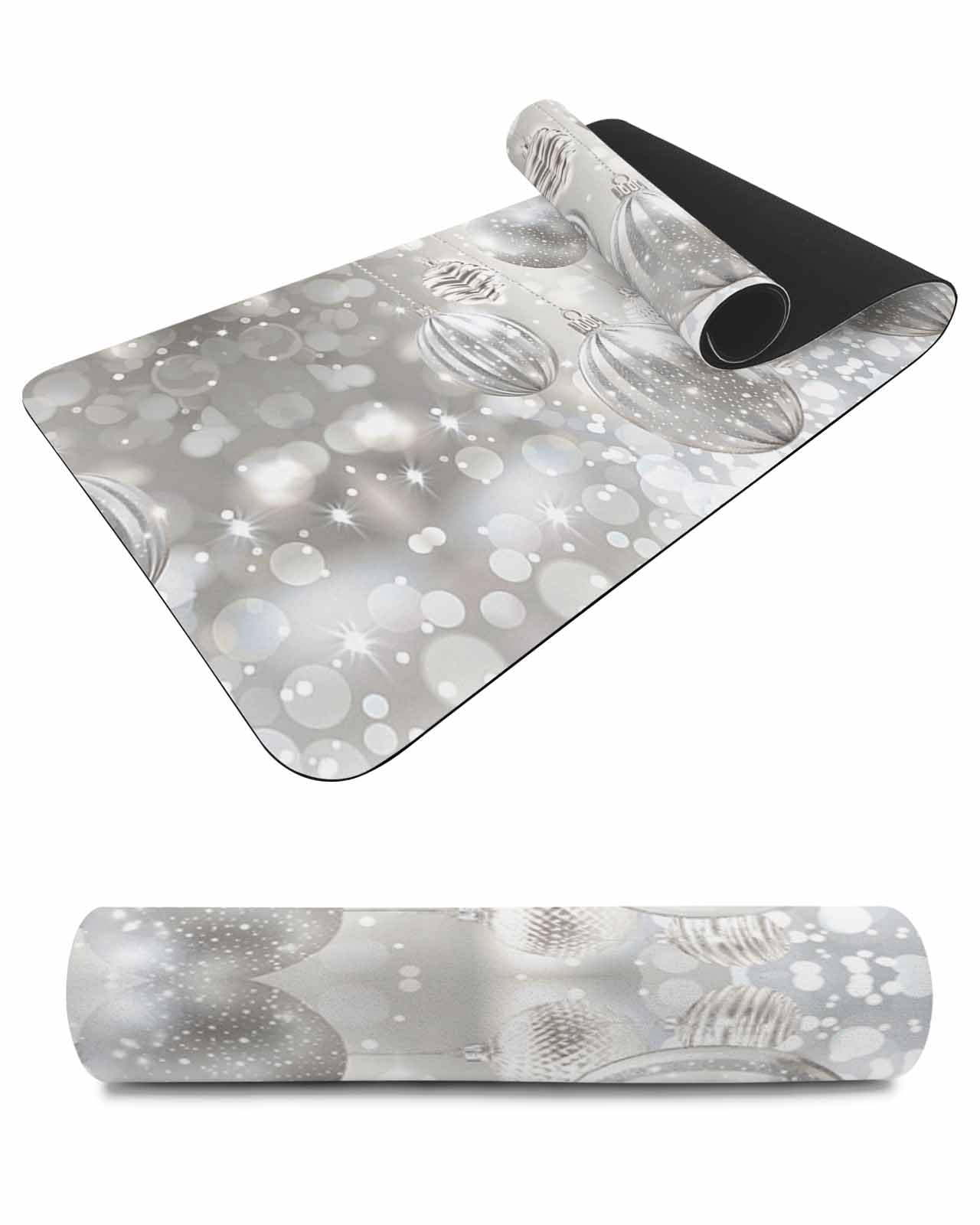 Debedcor Heat Proof Table Pads Waterproof Decorative, Christmas Grey Ball Non-Slip Table Countertop Protector, Xmas Winter Holiday Ball Insulation Mat for Kitchen Room, 40 x 12 Inches