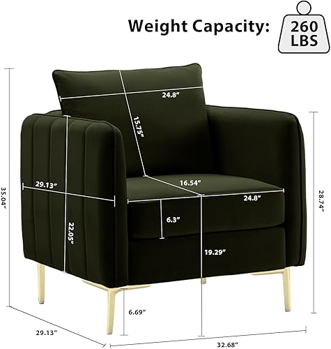 Miniatura 46 de Silla decorativa de piel sintética, sillón moderno de mediados de siglo para sala de estar, silla de lectura, sofá individual, cojín de espuma de