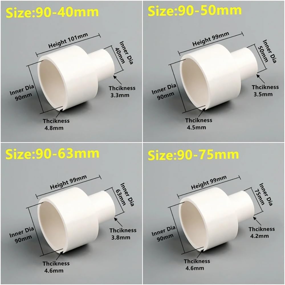 1 conector reductor recto de PVC duradero de 63 x 20 mm a 90 x 75 mm para riego, acuarios y jardines, fácil de instalar (azul, 63 x 32 mm)