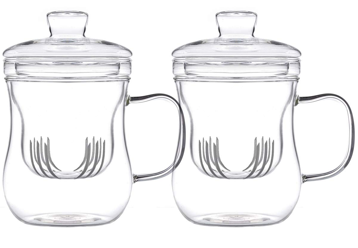 Teetasse Aus Borosilikatglas Mit Filter Und Deckel – 400 Ml, Für Losen Tee | Spülmaschinenfest, Mikrowellengeeignet