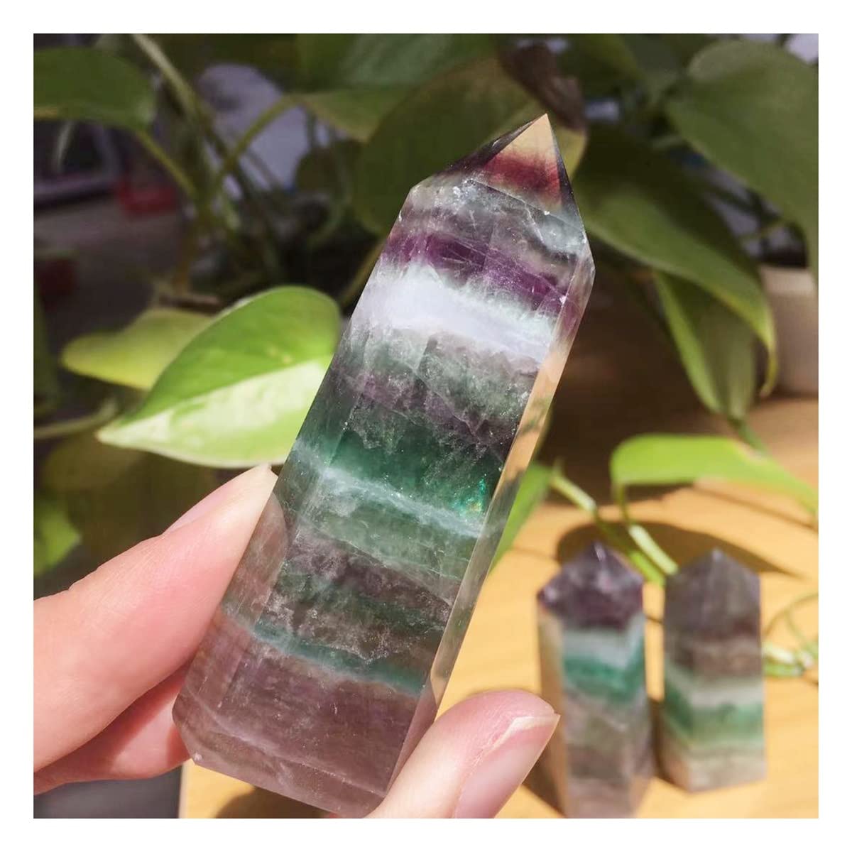 Cristales hexagonales de fluorita natural de 7 cm, centros de mesa para salones modernos