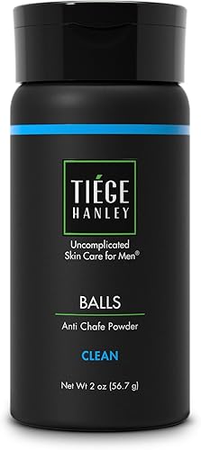 Tiege Hanley Polvo antirozaduras para hombre (paquete de 1) Polvo para pies, muslos y bolas para irritación Limpio, eucalipto y menta verde con