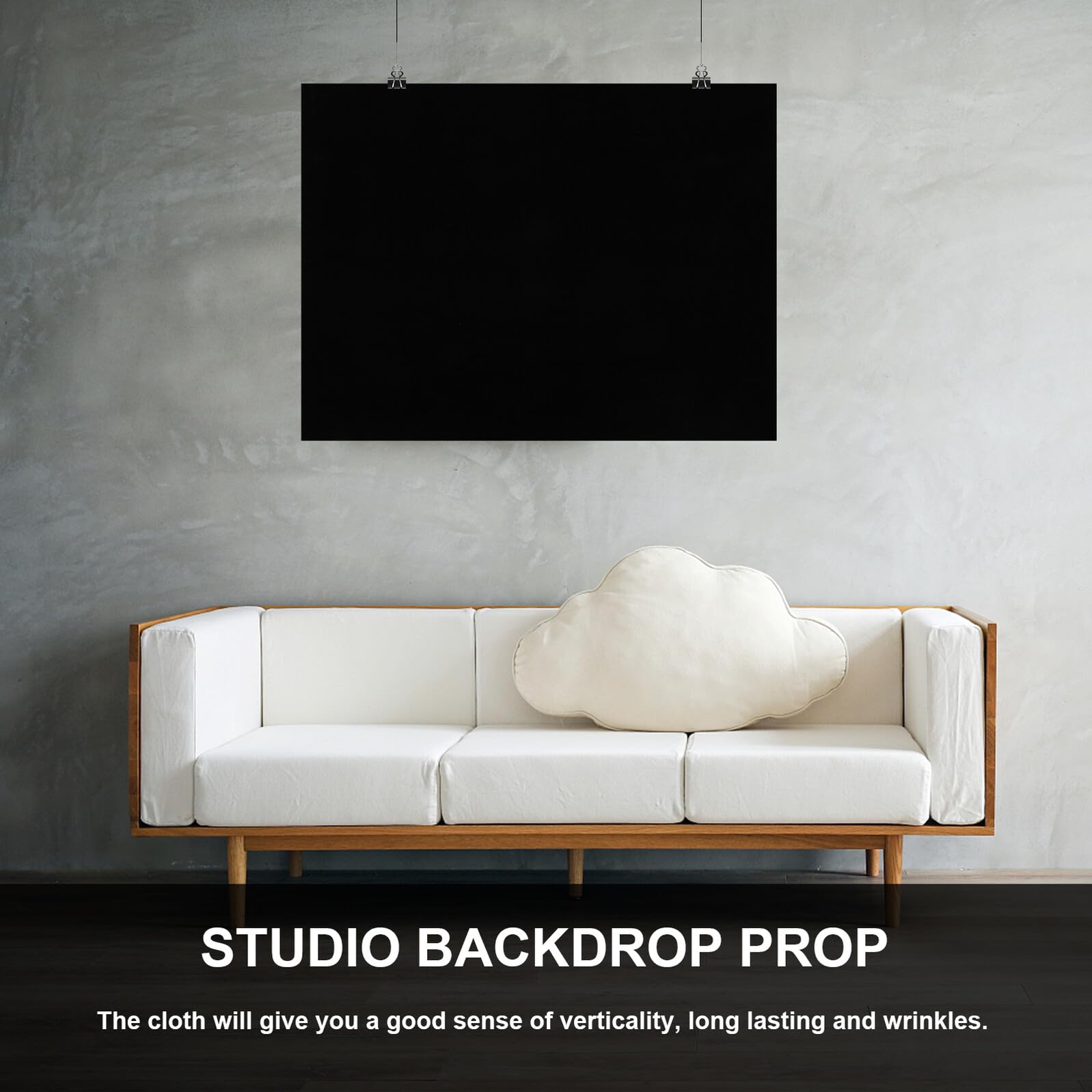 BESPORTBLE Sfondo Fotografico Nero 200x150 Cm Floccato Lavabile e Resistente per Studio Fotografico e Riprese Video, Fondale per Foto e Decorazione di Scena