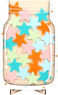 Personalized Moon Reward Jar, Reward Jar with Stars Incentive Jar Positive Behavior Jar Potty Train Tool Reward Board for Boys Girls Ornaments Reward Star for Home Classroom (C)