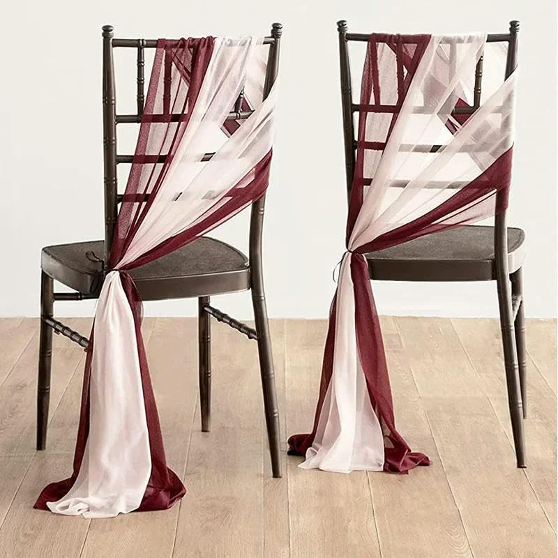 Generisch 96 Stück (48er-Set) 20 x 250 cm Stuhlschärpen für Hochzeiten, Chiffon-Stuhlhussen für Hochzeitsdekorationen, Partys, Chiffon, vertikale Stuhlvorhänge