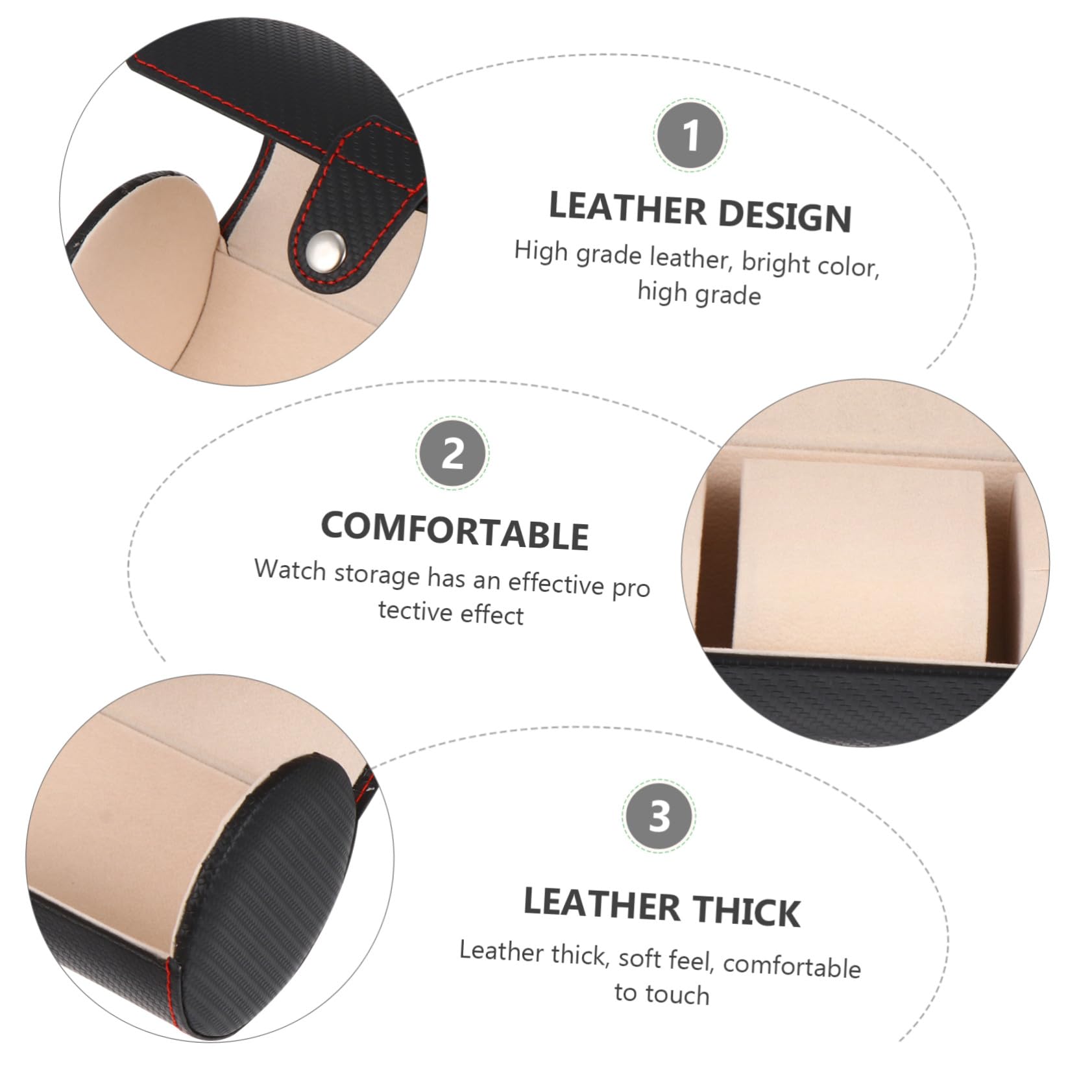 Uhrenrolle mit 3 Fächern aus Pu in Schwarz für Reise und Zuhause | Vintage Design, Schlicht und Elegant, zur Aufbewahrung von Schmuck und Uhren