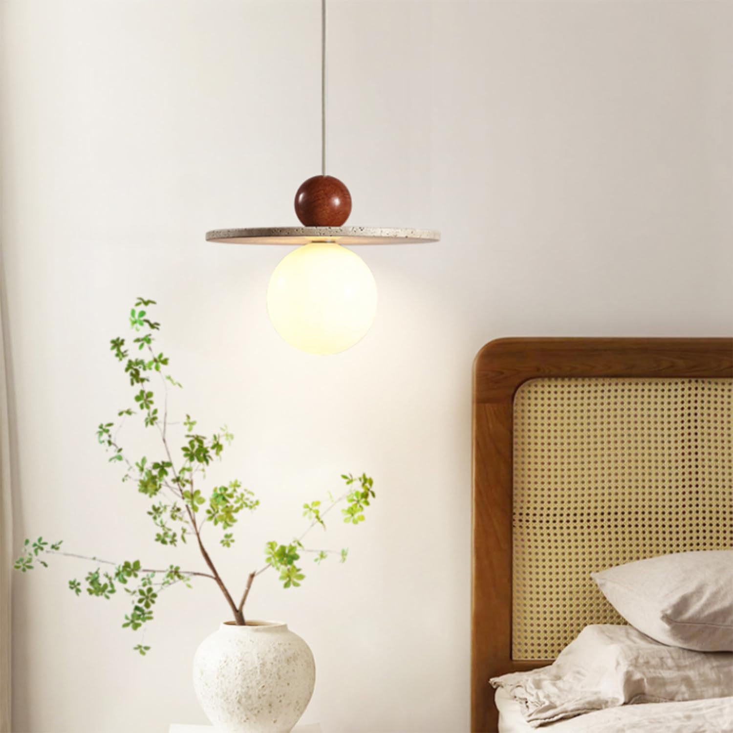 Lampada a sospensione in travertino naturale in stile giapponese
