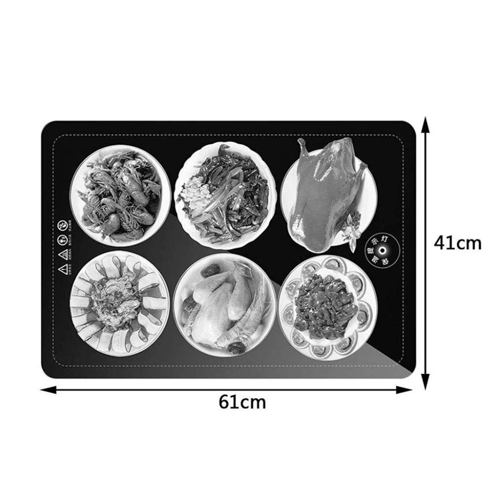 Mirbly Square Calienta Platos, Mango Portátil Bandeja De Calientaplatos Electrico, Pantalla Táctil De Vidrio Templado Tablero De Aislamiento De Alimentos 3593573031 / B / 61x41cm