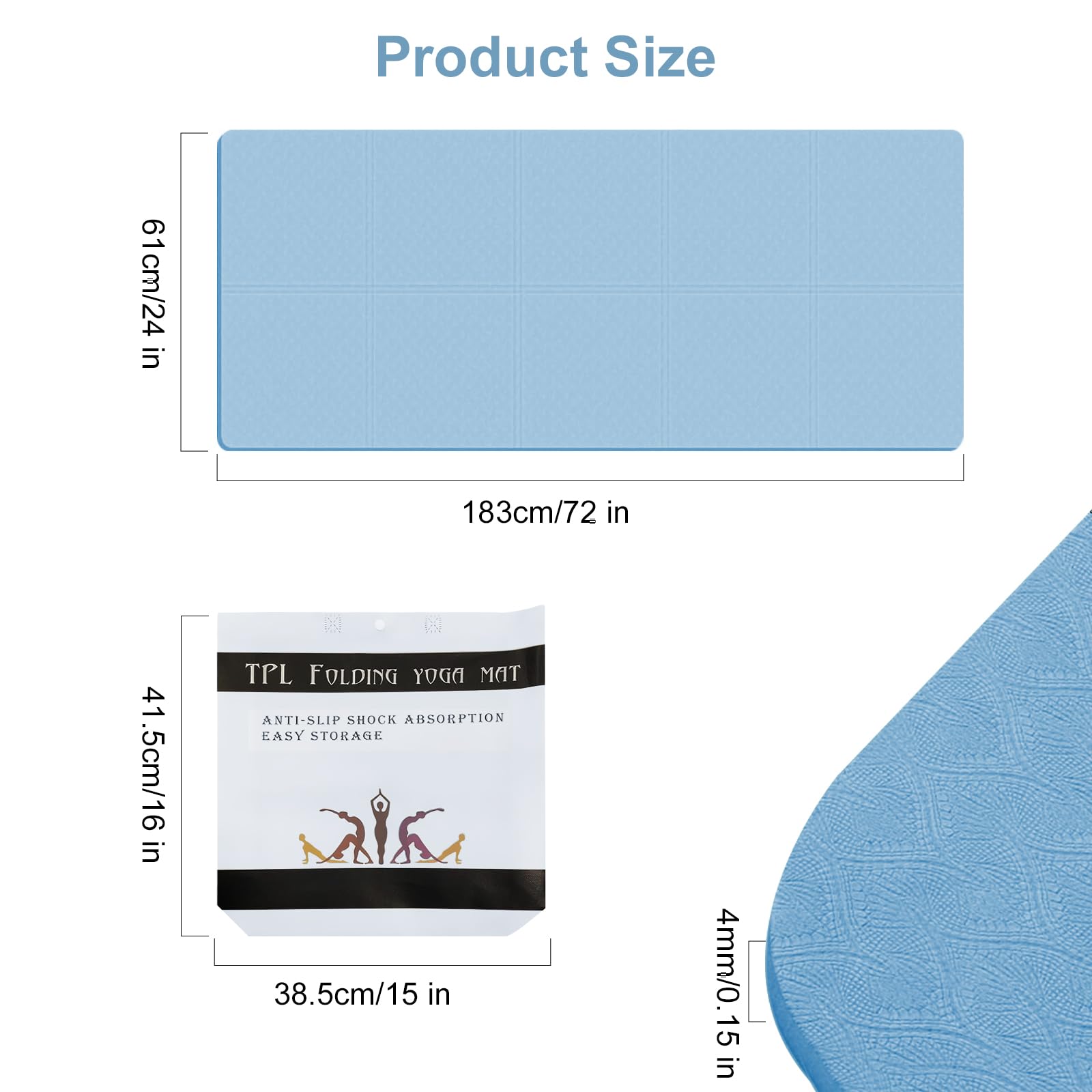 RICHDMI Gymnastics Mat, Yoga Mat, Non-Slip Yoga Mat, Sports Mat, Fitness Mat, Gymnastics Mat, Training Mat, Yoga Mat - Image 3