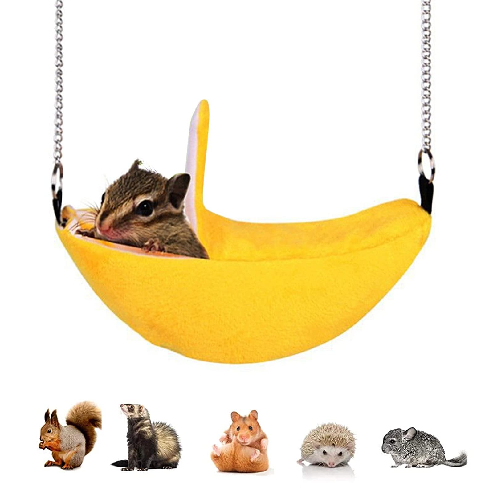 Tarini Banana Shaped Hamster Hammock, Soft Warm Hanging Cage Bed, Cozy Small Pet Swing Nest, Universal Resting House Accessories for Hamsters, Gerbils, Sugar Gliders & Mice-image-24